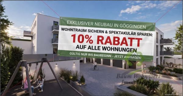 Immobilie in Göggingen - KfW-Förderung und barrierefrei: Provisionsfreie 3-Zi.-EG-Wohnung nahe GD - Bild 0