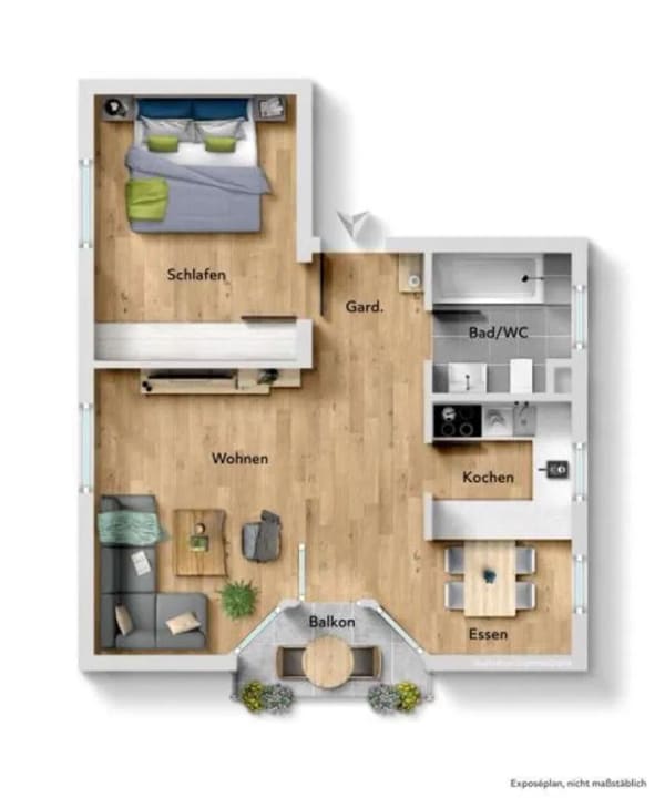 Immobilie in Neuhausen auf den Fildern - Interessantes Angebot! Vermietete 2 Zimmer-Wohnung mit Süd-Balkon! - Bild 2