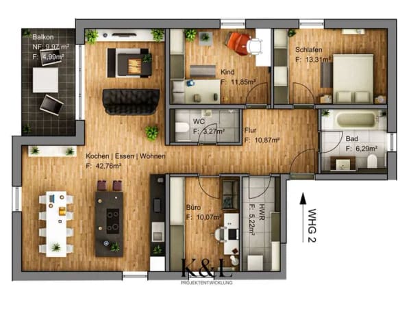 Immobilie in Weißenthurm - 4-Zi-Eigentumswohnung 1.OG mit Loggia inkl. PV-Anlage u. Wärmepumpe in Weißenthurm I Wohnung 2 - Bild 3