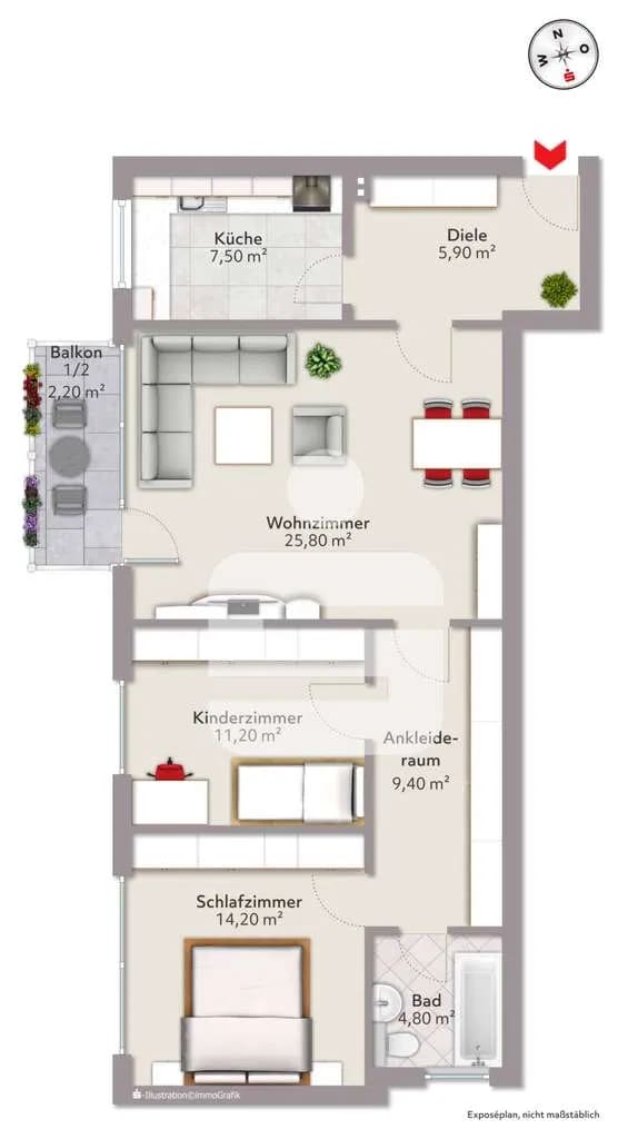 Immobilie in Glonn - Sofort bezugsfreie 3-Zimmer-Wohnung mit TG in Glonn - Bild 2