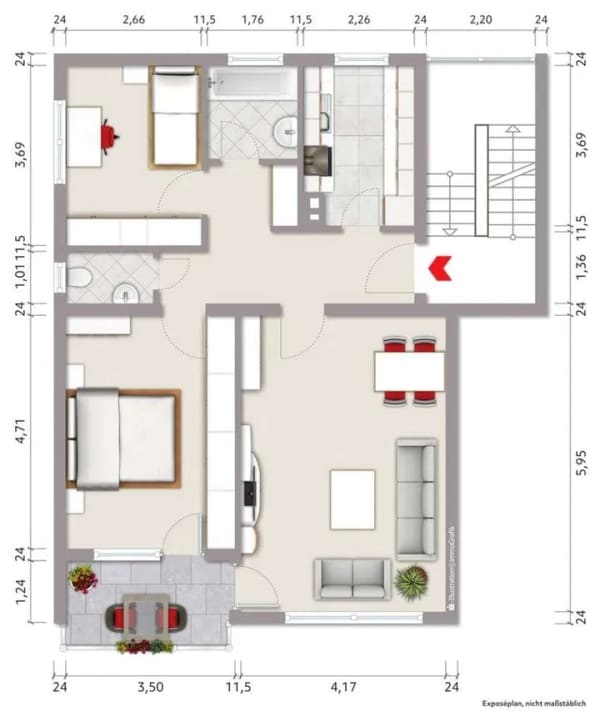Immobilie in Marbach am Neckar - Attraktive Kapitalanlage - helle 3-Zimmer-Wohnung mit durchdachtem Grundriss! - Bild 1