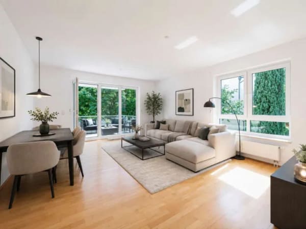 Immobilie in Feldkirchen - Lichtdurchflutete 3-Zimmer-Wohnung mit 2 Bädern und Blick ins Grüne - Bild 0