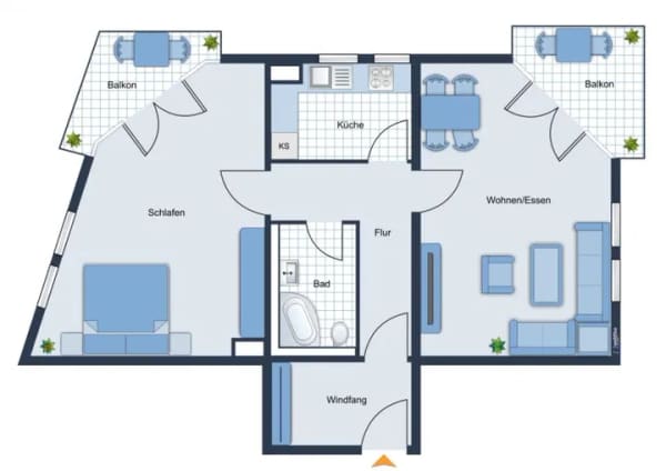 Immobilie in Wurzen - großz. 2-Raum-ETW, 2 Balkone und TGSPL, mit Mietpotential, in Zentrumsnaher Lage, JNKM 4.140,- € - Bild 1