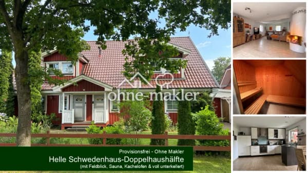 Immobilie in Großensee - Provisionsfrei: Schwedenhaus-Doppelhaushälfte mit Sauna, großem Garten & Feldblick - Bild 0