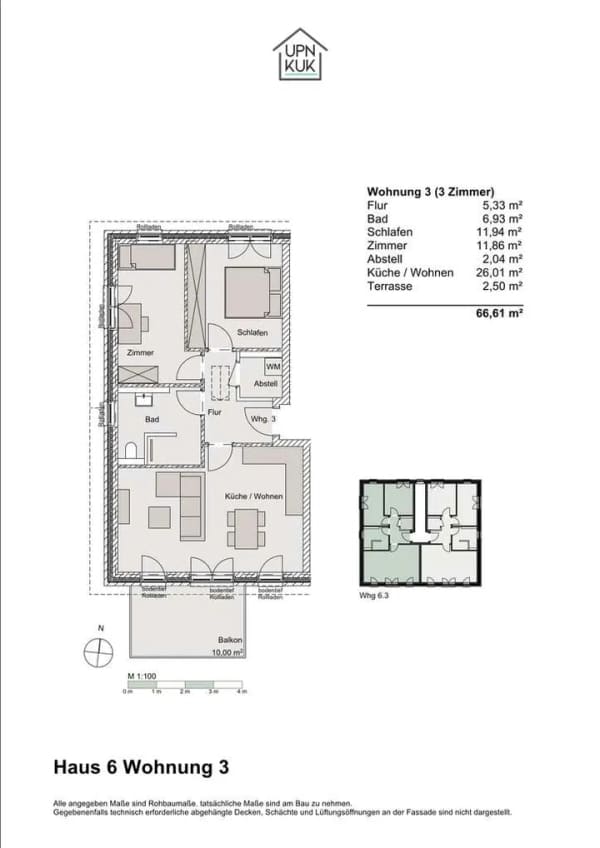 Immobilie in Garstedt - 3 Zimmer Neubau Wohnung 6.3 KfW  Darlehen zu ca. 1 ,4 % möglich - Bild 1
