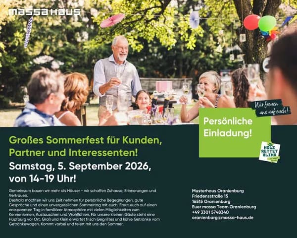 Immobilie in Wusterhausen/Dosse - Sommerfest bei massa haus 05.09.2026 - Bild 0