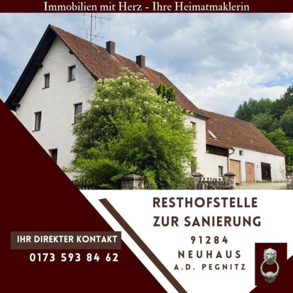 Immobilie in Neuhaus a.d.Pegnitz - Resthofstelle zur Sanierung - Zweifamilienhaus mit Nebengebäuden - Bild 0