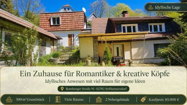 Immobilie in Seifhennersdorf - Historisches Liebhaberhaus am Bach – Freiraum für Familie, Kunst und Handwerk - Bild 0