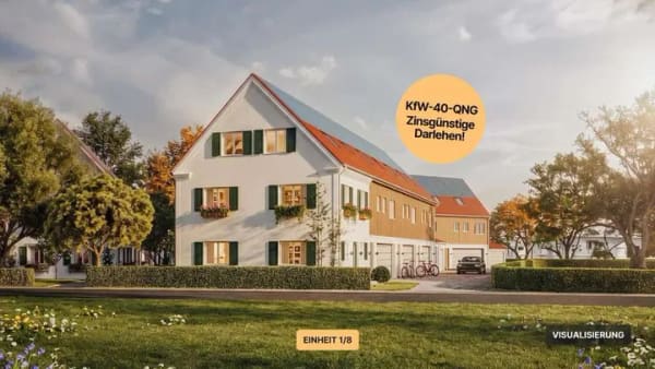 Immobilie in Hiltenfingen - Einheit 1 - Reiheneckhaus in Landhausoptik mit Garten & Doppelgarage | KfW-40-QNG, Baubeginn erfolgt - Bild 0
