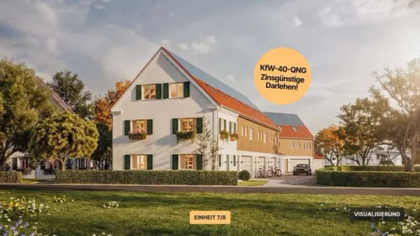Immobilie in Hiltenfingen - Einheit 7 - Reihenhaus in Landhausoptik mit Garten & Doppelgarage | KfW-40-QNG, Baubeginn erfolgt - Bild 0