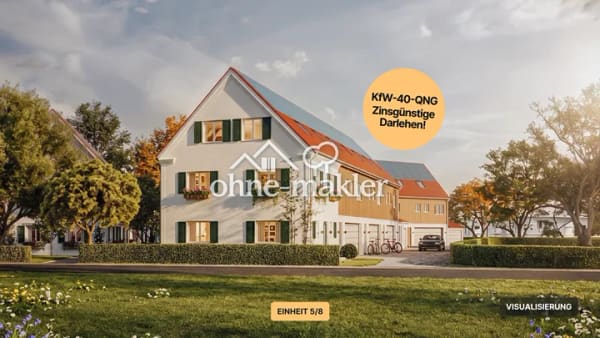 Immobilie in Hiltenfingen - Einheit 5 – Reiheneckhaus in Landhausoptik mit Garten & Doppelgarage | KfW-40-QNG, Baubeginn erfolgt - Bild 0
