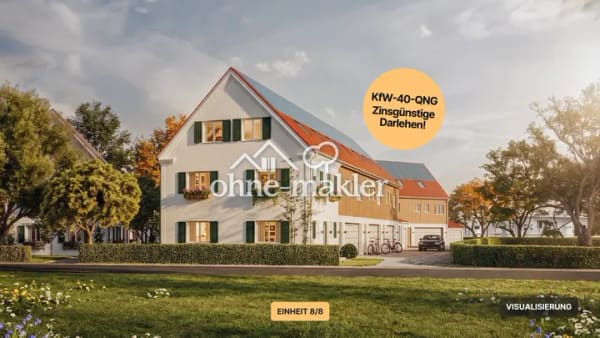 Immobilie in Hiltenfingen - Einheit 8 – Reiheneckhaus in Landhausoptik mit Garten & Doppelgarage | KfW-40-QNG, Baubeginn erfolgt - Bild 0