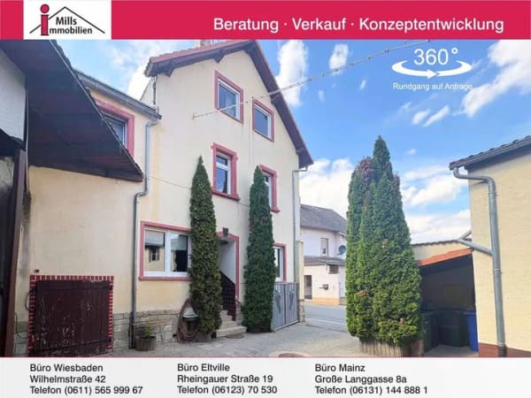 Immobilie in Wörrstadt - Schornsheim: Charmantes Einfamilienhaus mit Scheunen und großem Innenhof - Bild 0