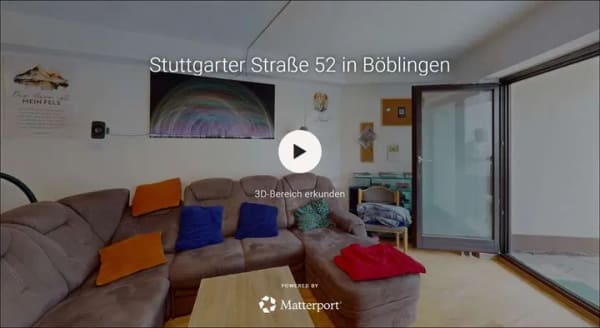 Immobilie in Böblingen - Vermietete 2-Zimmer-Wohnung mit großer Südterrasse und TG-Stellplatz, perfekt zentral gelegen - Bild 1