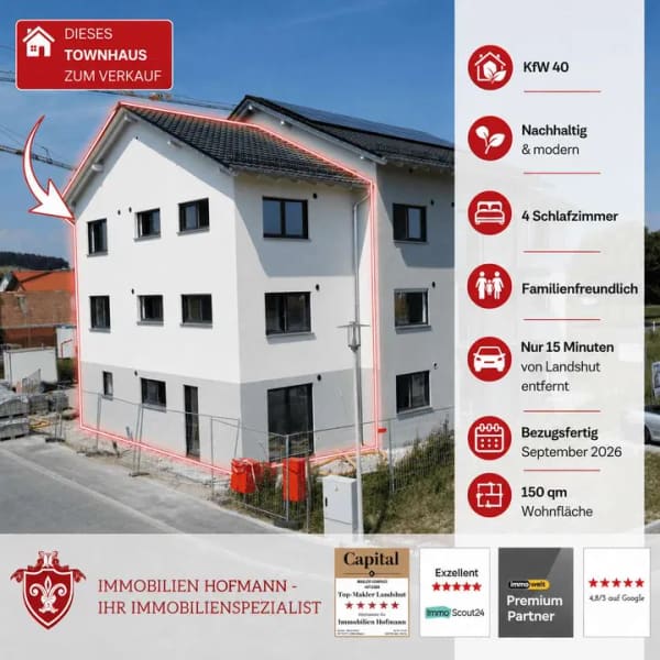 Immobilie in Bruckberg - *** Erstbezug Eckhaus - 4-Schlafzimmer | modern | KfW 40 *** - Bild 0