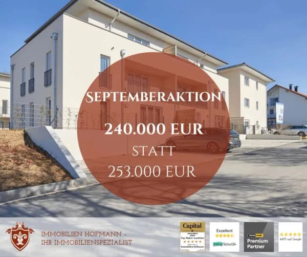 Immobilie in Gangkofen - SEPTEMBERAKTION I 240.000 EUR statt 253.000 EUR für eine wunderschöne vermietete 2 Zimmerwohnung! - Bild 0