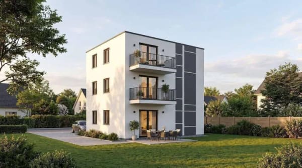Immobilie in Leipzig - Modernes Mehrfamilienhaus "Nebenan" – schlüsselfertiger Fertigteilbau in EH55 für Ihr eigenes Grundstück - Bild 1