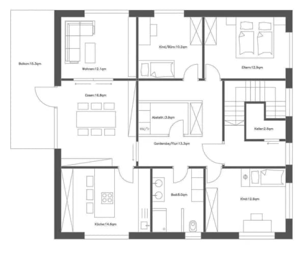 Immobilie in Leipzig - Modernes Mehrfamilienhaus "Nebenan" – schlüsselfertiger Fertigteilbau in EH55 für Ihr eigenes Grundstück - Bild 3