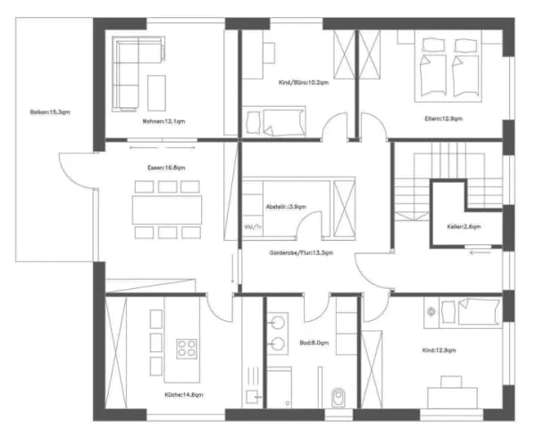 Immobilie in Leipzig - Modernes Mehrfamilienhaus "Nebenan" – schlüsselfertiger Fertigteilbau in EH55 für Ihr eigenes Grundstück - Bild 4