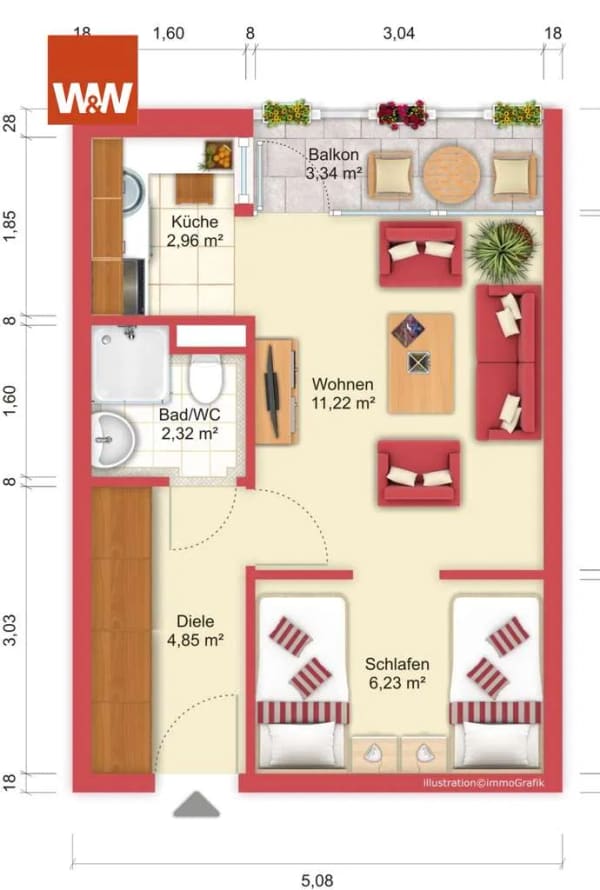 Immobilie in Clausthal-Zellerfeld - Vermietetes, kleines Apartment in der 8. Etage mit Westseitenausrichtung - Bild 1