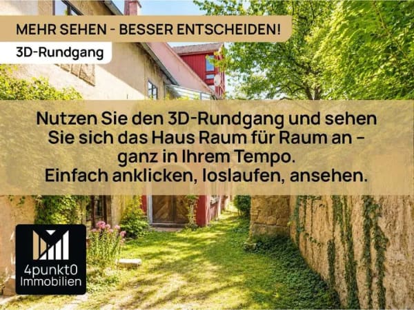Immobilie in Weiltingen - Historischer Hausteil aus der Zeit um 1550 – rund 205 m² mit Galerie und Garten - Bild 1