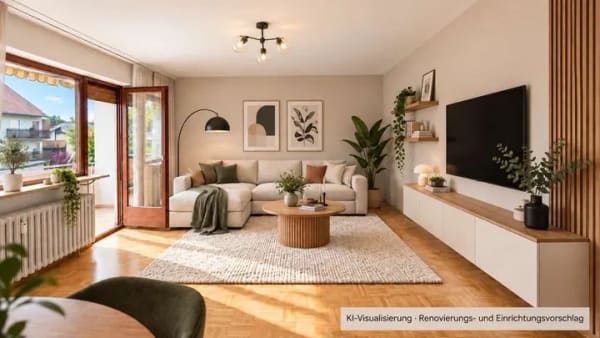 Immobilie in Leinach - Herrlicher Blick ins Grüne – 3-Zimmer-Wohnung mit Balkon und 2 Garagen! - Bild 4