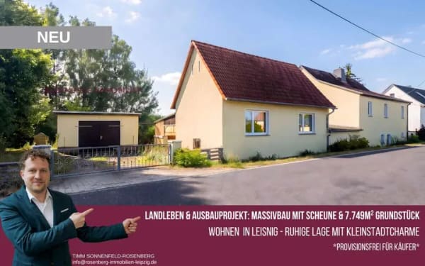 Immobilie in Leisnig - Provisionsfrei für Käufer:
 5-Zimmer-Haus auf 7.749 m² Grundstück 
nahe der Freiberger Mulde! - Bild 0
