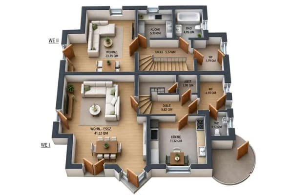 Immobilie in Rheinbreitbach - 2 DHH | 2 Gärten | Doppelgarage | 976 m² Grundstück – Mehrgenerationenhaus mit Perspektive! - Bild 3