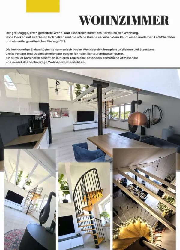 Immobilie in Nersingen - 5 Zimmer Maisonette Wohnung mit Loft-Charakter, offener Galerie, Kernsanierte Wohnung in Nersingen - Bild 2