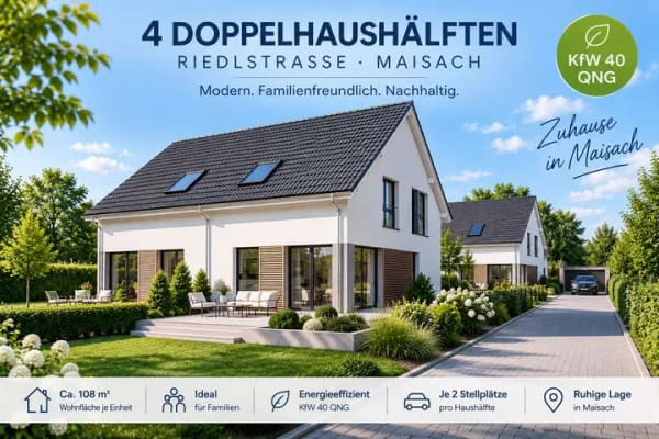 Immobilie in Maisach - BESTES MAISACH: 200 qm SÜD-Grundstück: Großzügige, gepl. DHH, ab € 519.000 - Bild 0