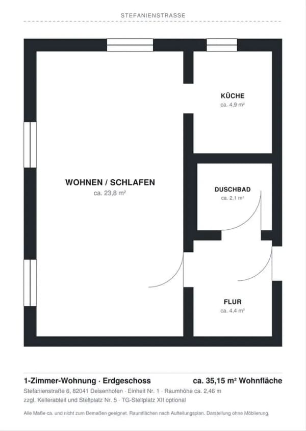 Immobilie in Oberhaching - Provisionsfrei: 1-Zimmer-Wohnung im Zentrum von Deisenhofen — EG, bezugsfrei, mit EBK - Bild 1