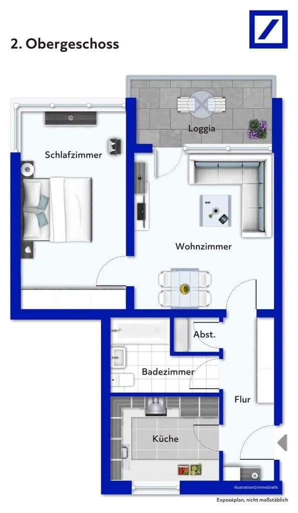 Immobilie in Hemmingen - Gepflegte 2-Zimmer-Wohnung mit Süd-Loggia und schönem Blick ins Grüne - Bild 3
