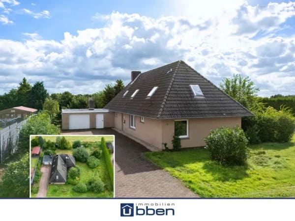 Immobilie in Großheide - Großzügiges Einfamilienhaus im Bungalow-Stil mit großem Grundstück & Feldblick - Bild 0