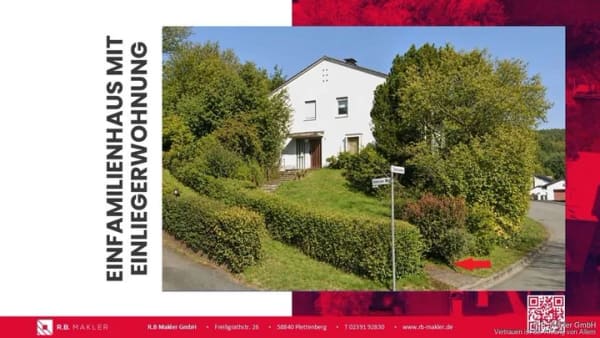 Immobilie in Plettenberg - R.B. Makler: Einfamilienhaus mit Einliegerwohnung mit Garten und zwei Garagen in Plettenberg! - Bild 0