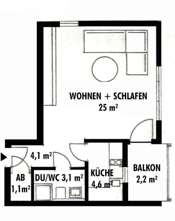 Immobilie in Trossingen - Ein-Zimmer-Wohnung mit Balkon und Kfz-Stellplatz - Bild 1