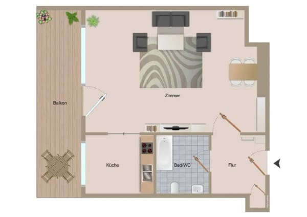Immobilie in Stuttgart - Sonnige 1 Zimmer-Wohnung mit großem, überdachtem Balkon, PKW-Stellplatz! - Bild 1