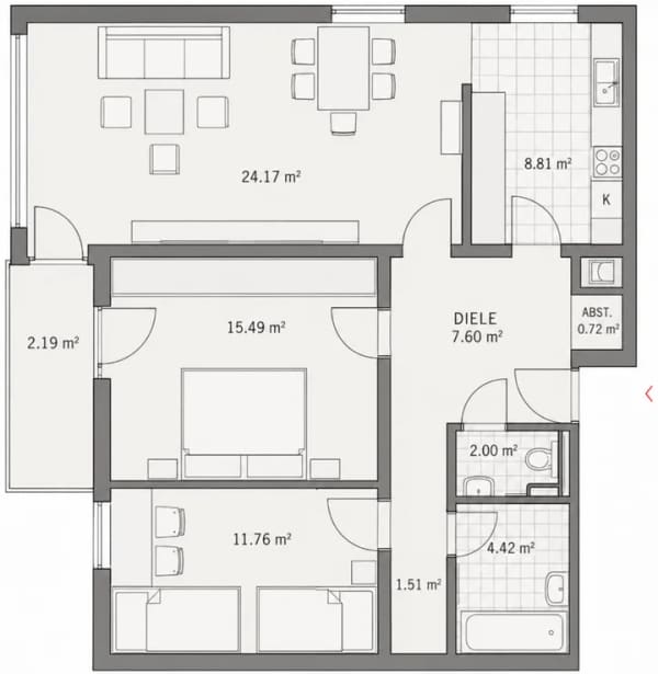 Immobilie in Grassau - 3-Zi. Erdgeschoss-Wohnung mit Balkon, sofort beziehbar - Bild 1
