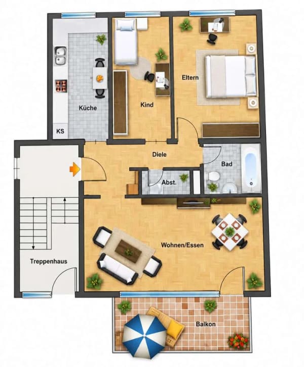 Immobilie in Riegel - 3-Zimmer-Wohnung im Hochparterre mit großem Balkon energetisch Modernisiert - Bild 1
