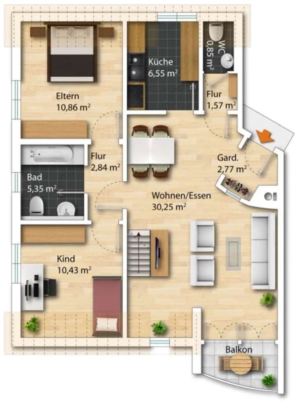 Immobilie in Kissing - Vermietete 4-Zimmer-Maisonette mit Balkon und Stellplatz — Kapitalanlage in Kissing - Bild 3