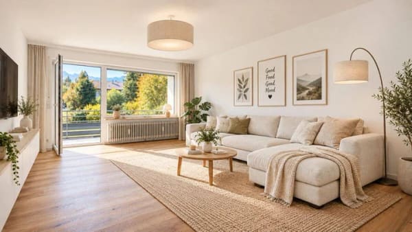 Immobilie in Oberaudorf - Attraktive 3-Zimmer-Wohnung mit Balkon, Bergpanorama und Stellplatz - Bild 1