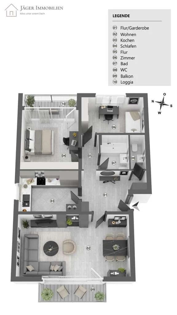 Immobilie in Ilvesheim - Vermietete 3 Zimmer Wohnung mit Balkon und Loggia in Ivesheim - Bild 1