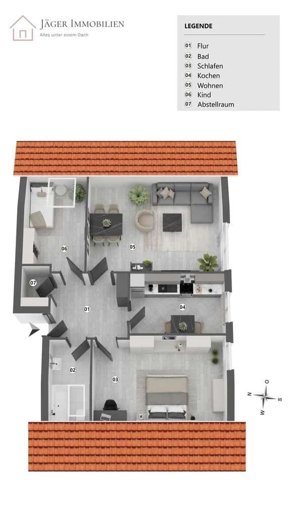 Immobilie in Ilvesheim - Vermietete 3-Zimmer Dachgeschoss-Wohnung mit Garage in Ilvesheim - Bild 1