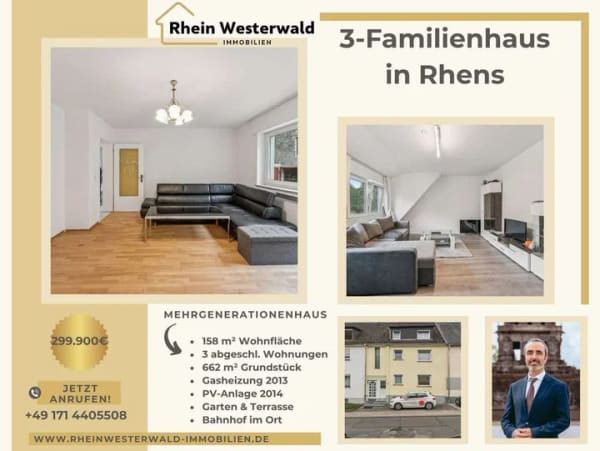 Immobilie in Rhens - Rhens: 158 m² Mehrgenerationenhaus, 3 eigene Wohnungen, 662 m² Grundstück, Bahnhof im Ort - Bild 0