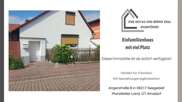 Immobilie in Seegebiet Mansfelder Land - Idyllisches teilmodernisiertes Einfamilienhaus mit Scheune, Garten und Garage - Bild 0