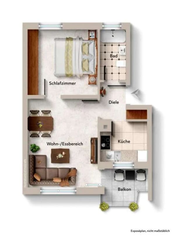 Immobilie in Oberkochen - Sofort beziehbar! Gemütliche 2 Zimmer-Wohnung mit überdachtem Balkon! - Bild 2