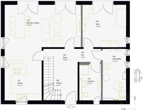 Immobilie in Jestetten - Stadtvilla 160 m², Haustechnik fertig montiert - Bild 4