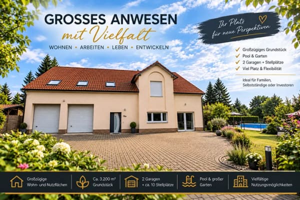 Immobilie in Bad Langensalza - Großzügiges Anwesen auf 3.200 m² mit Pool, Garagen & viel Potenzial - Bild 0
