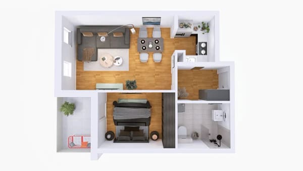 Immobilie in Neustadt an der Waldnaab - Neubau 2-Zimmer-Eigentumswohnung mit West-Balkon im 1. Obergeschoss | EH40 QNG - Bild 1