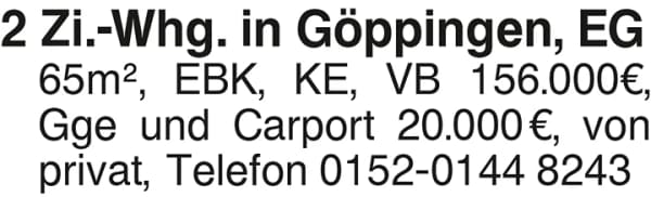 Immobilie in Göppingen - 2 Zi.Whg. in Göppingen EG - Bild 0