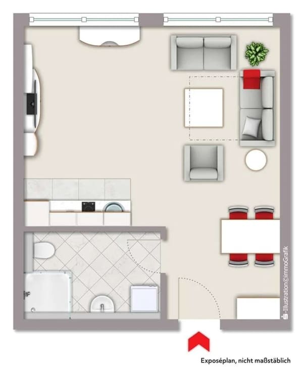 Immobilie in Asperg - 1-Zimmer-Wohnung mit sehr guter Anbindung an den öffentlichen Nahverkehr - Bild 1